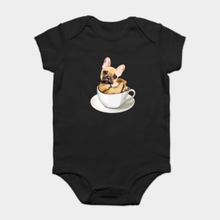 French bulldog donuts and coffee cup Baby Bodysuit